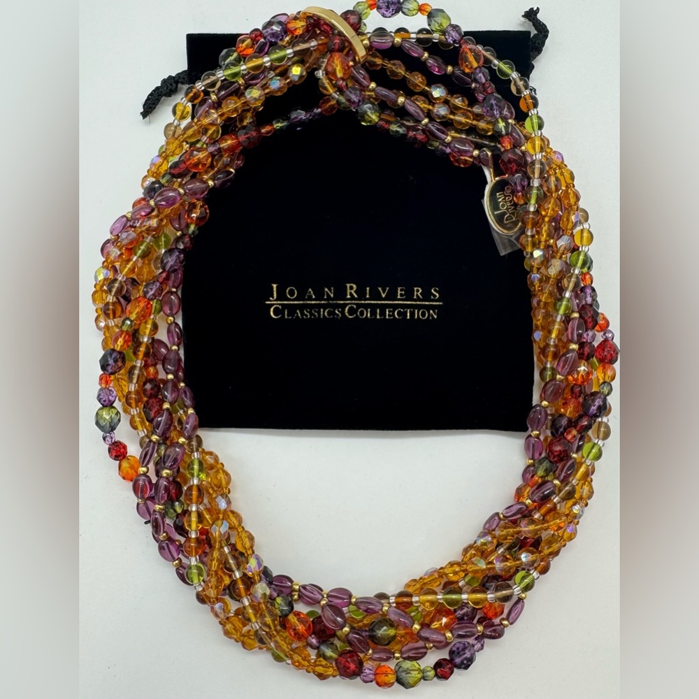 Vintage Joan Rivers Czech Republic Multi Strand Glass Bead Necklace NEW